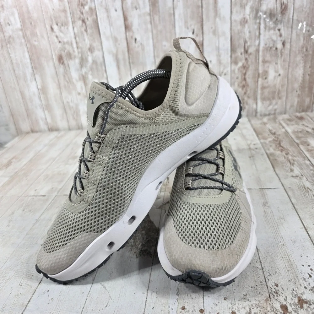 Under Armour Micro G Kilchis Mens Tan White Water Fishing Shoes Size 10